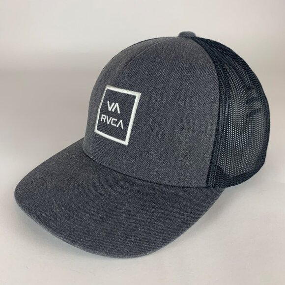 RVCA Mens Gray Black Snapback Trucker Hat - Picture 1 of 5
